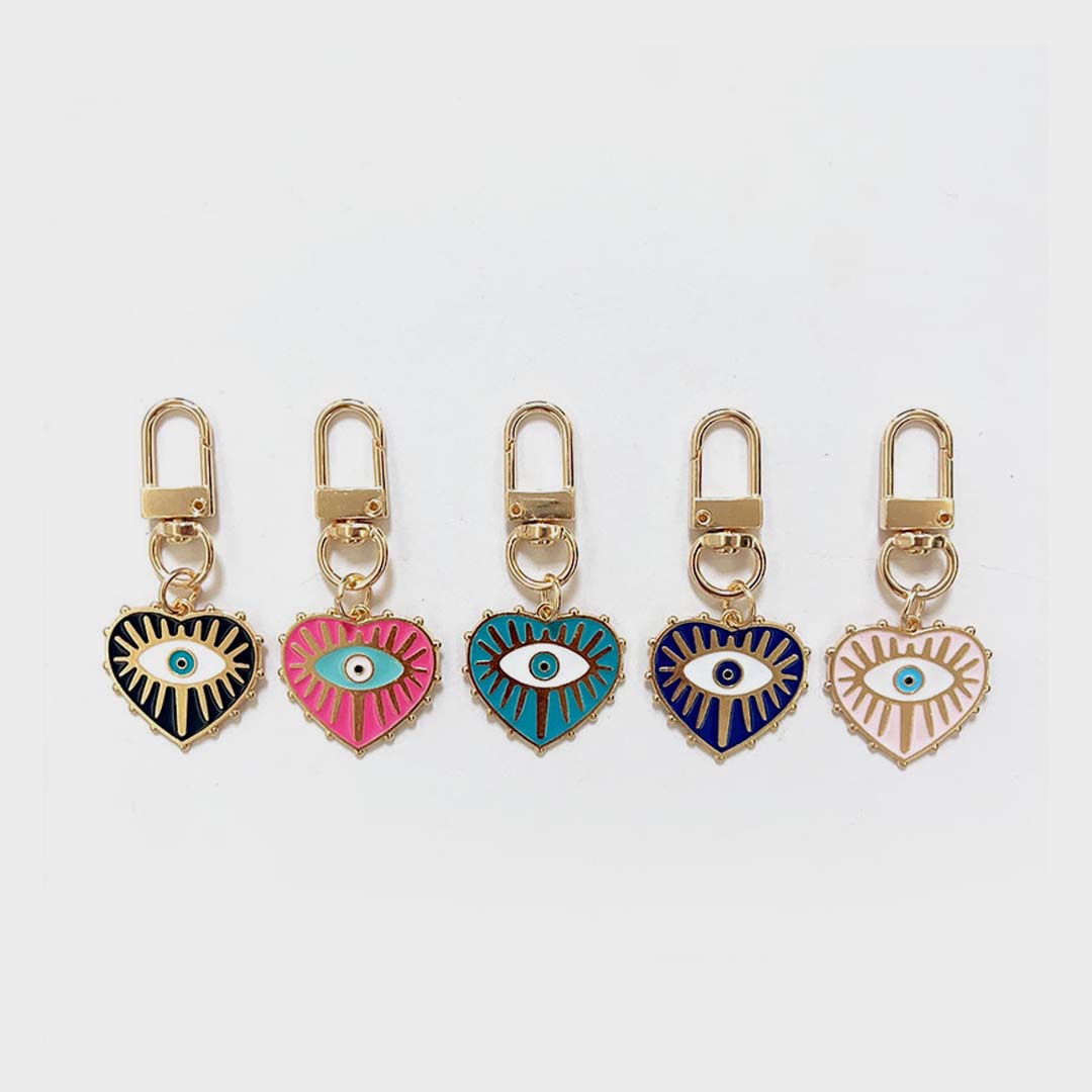 Evil Eye Heart Keychain | Black Onyx