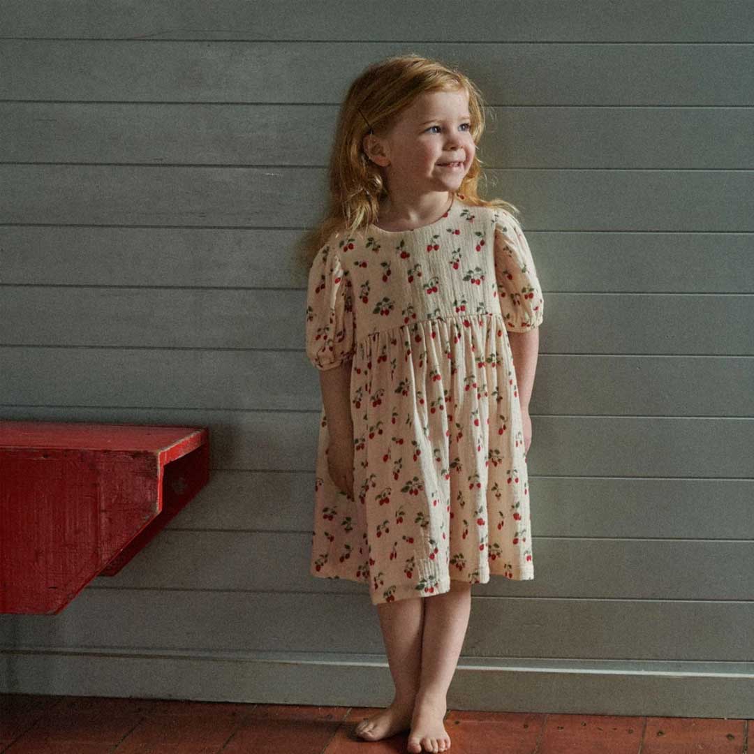 Albertine Dress Muslin | Strawberry Blush Print