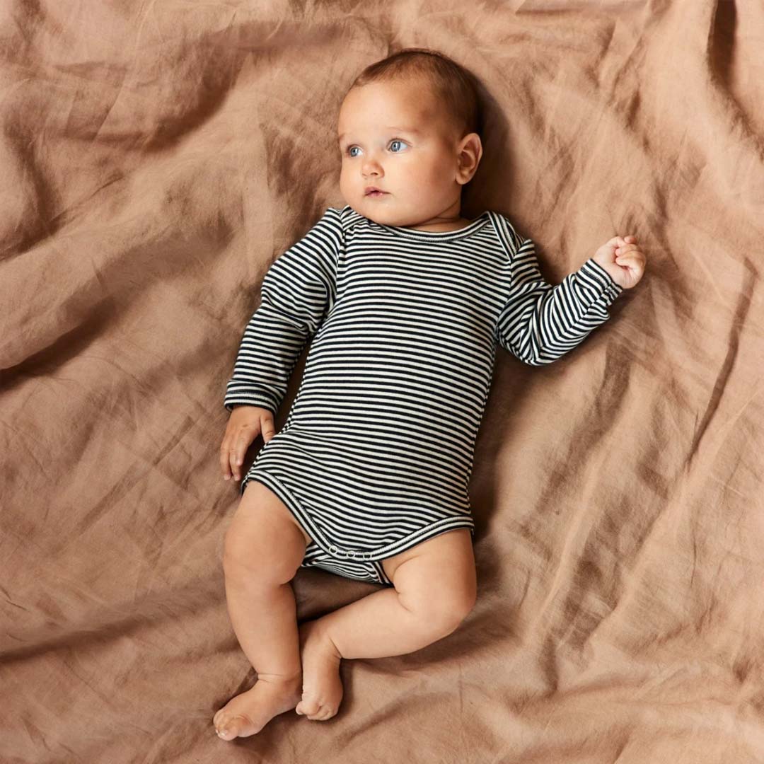LONG SLEEVE BODYSUIT | NAVY STRIPE