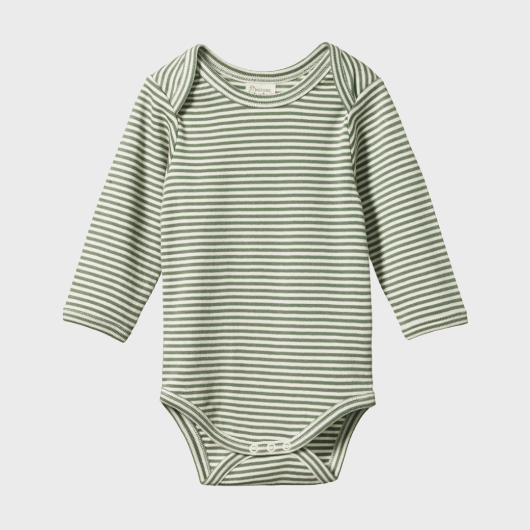 LONG SLEEVE BODYSUIT | NETTLE STRIPE