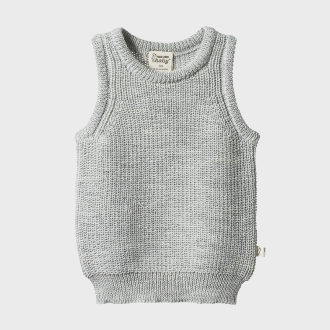 MERINO KNIT VEST | LIGHT GREY MARLE