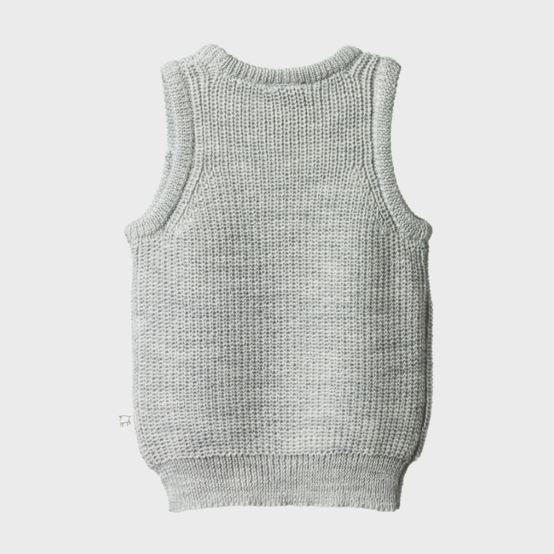 MERINO KNIT VEST | LIGHT GREY MARLE