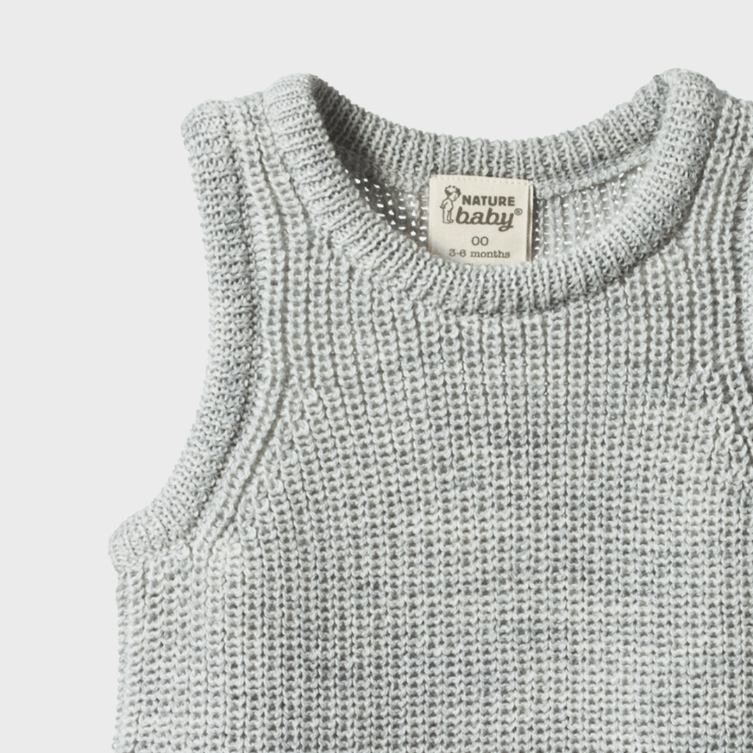 MERINO KNIT VEST | LIGHT GREY MARLE