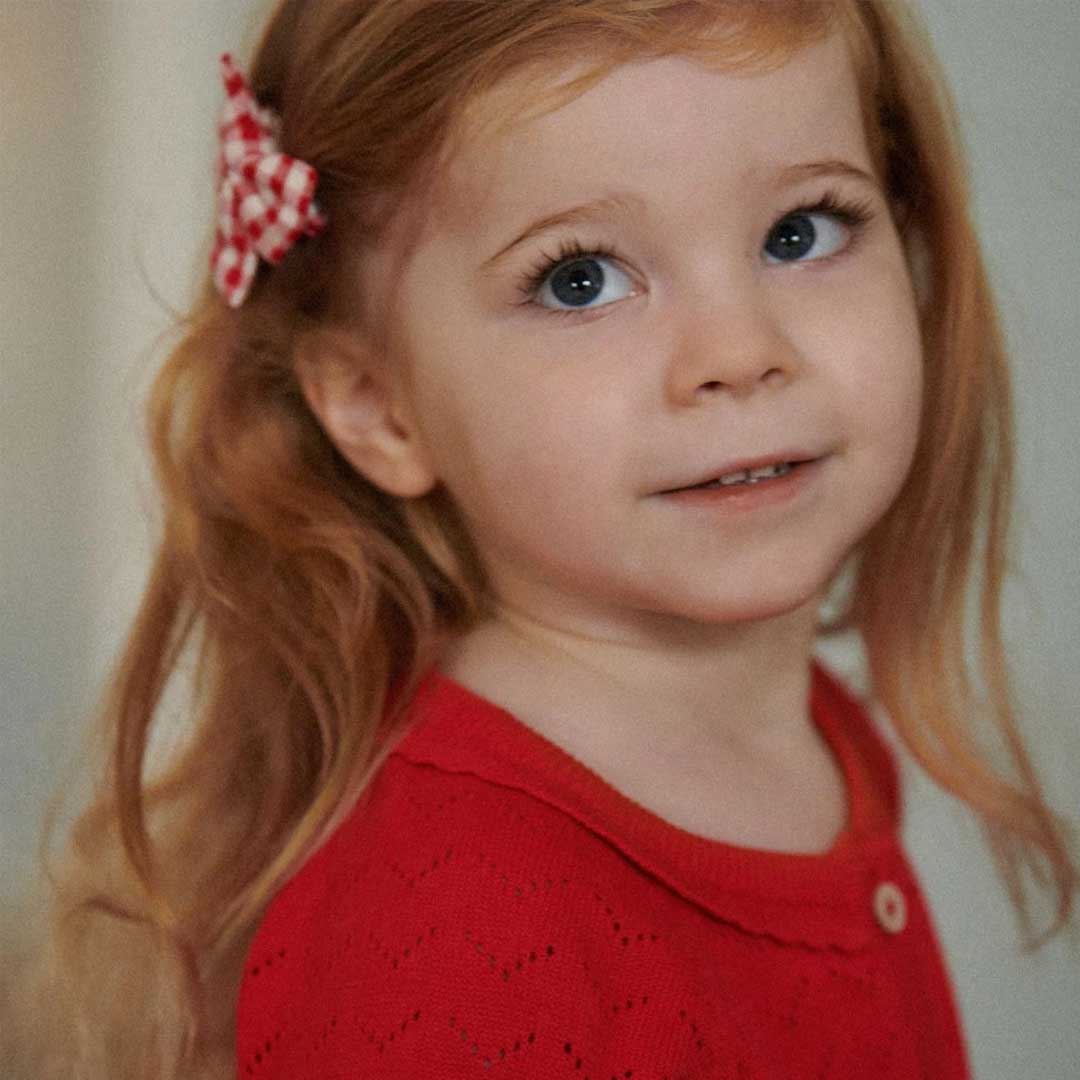 Piper Cardigan | Raspberry Red Pointelle