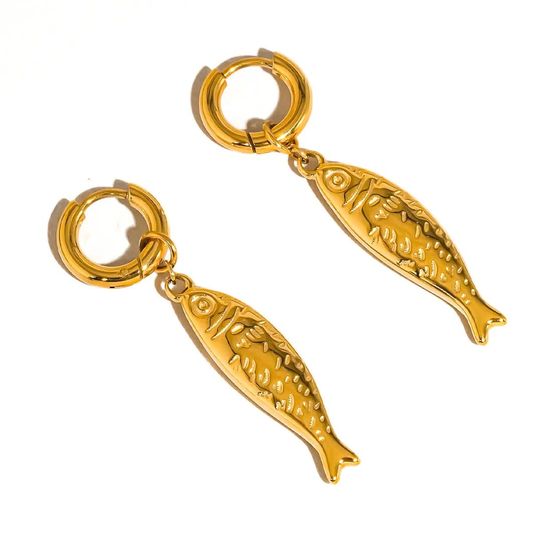 Nibe Fish Hoop Earring | 18K Gold