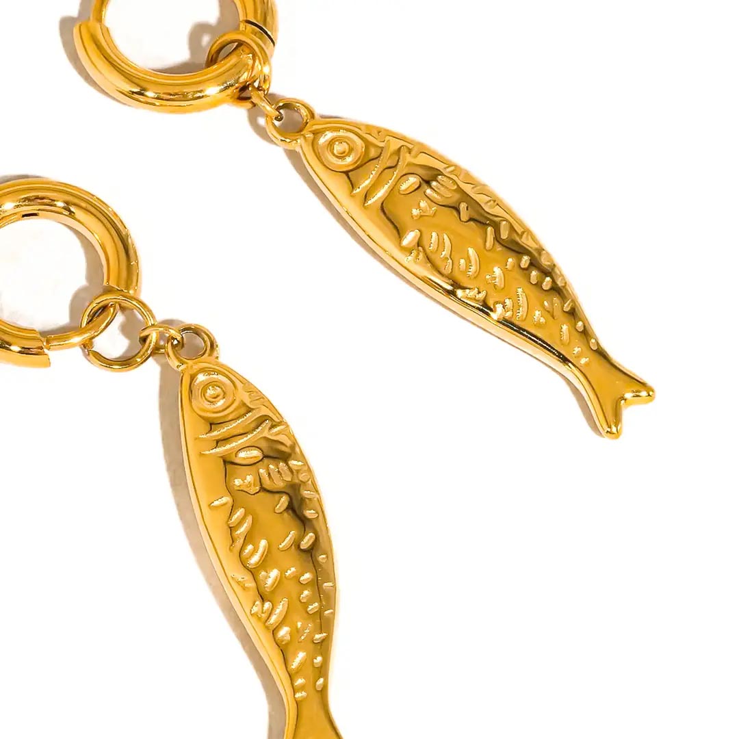 Nibe Fish Hoop Earring | 18K Gold