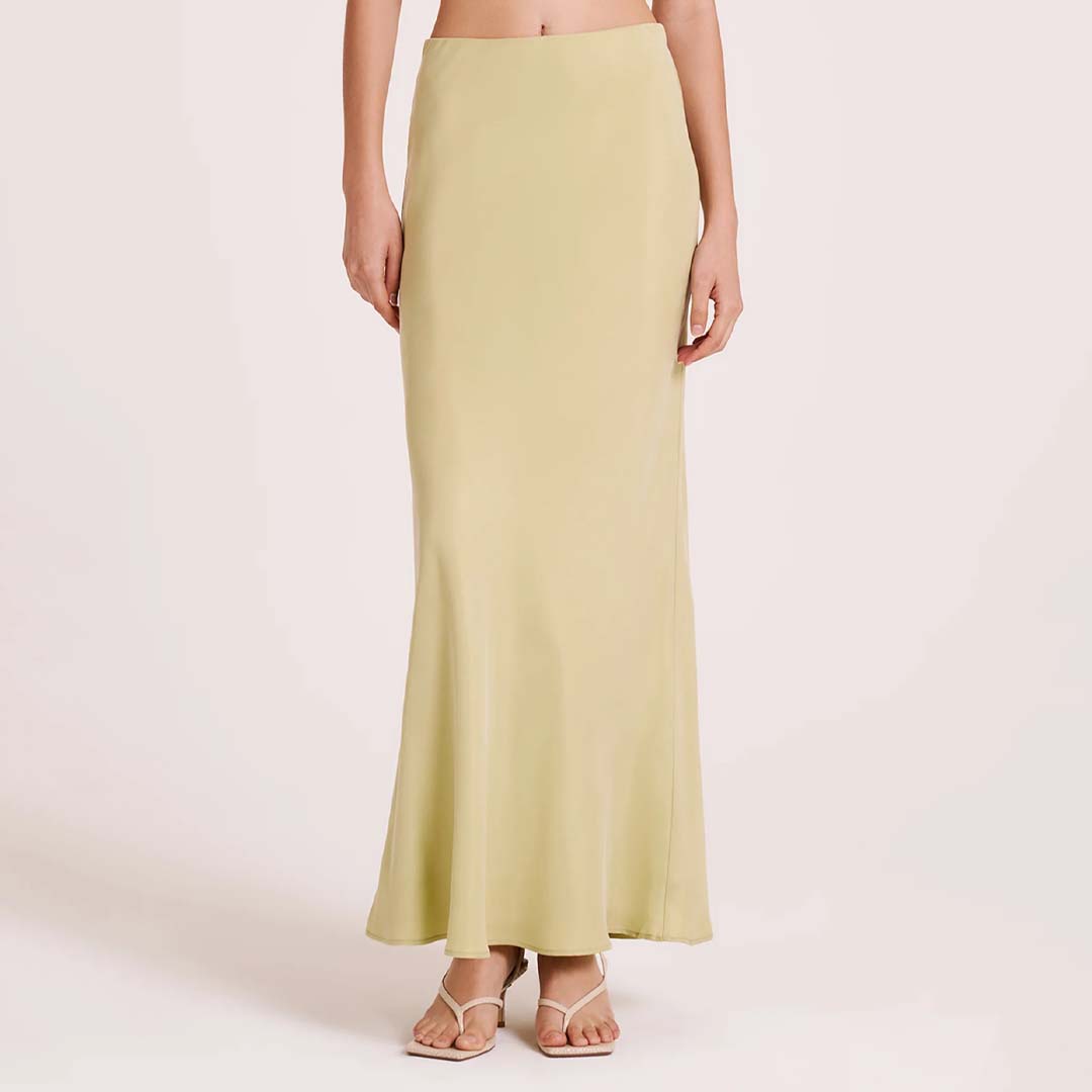 INES CUPRO SKIRT | LIME