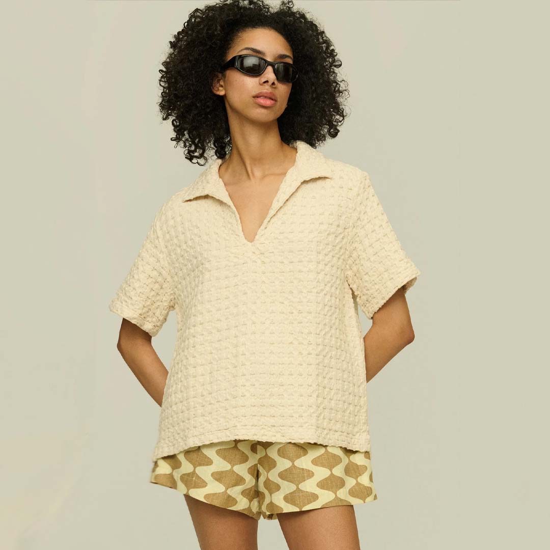 JAFFA WAFFLE SHIRT | ECRU