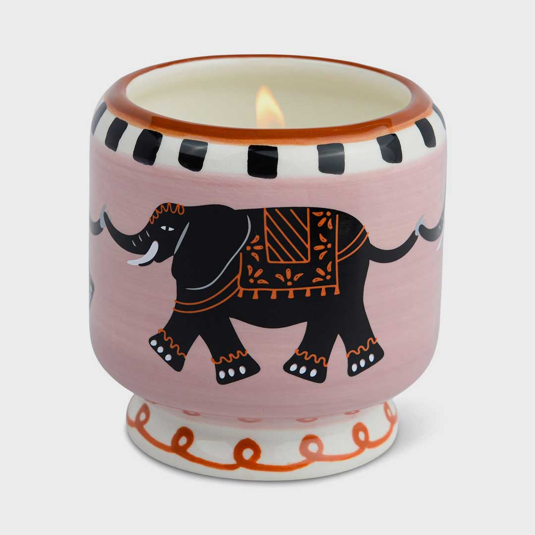 Adopo 8oz Elephant Ceramic Candle | Tobacco & Vanilla