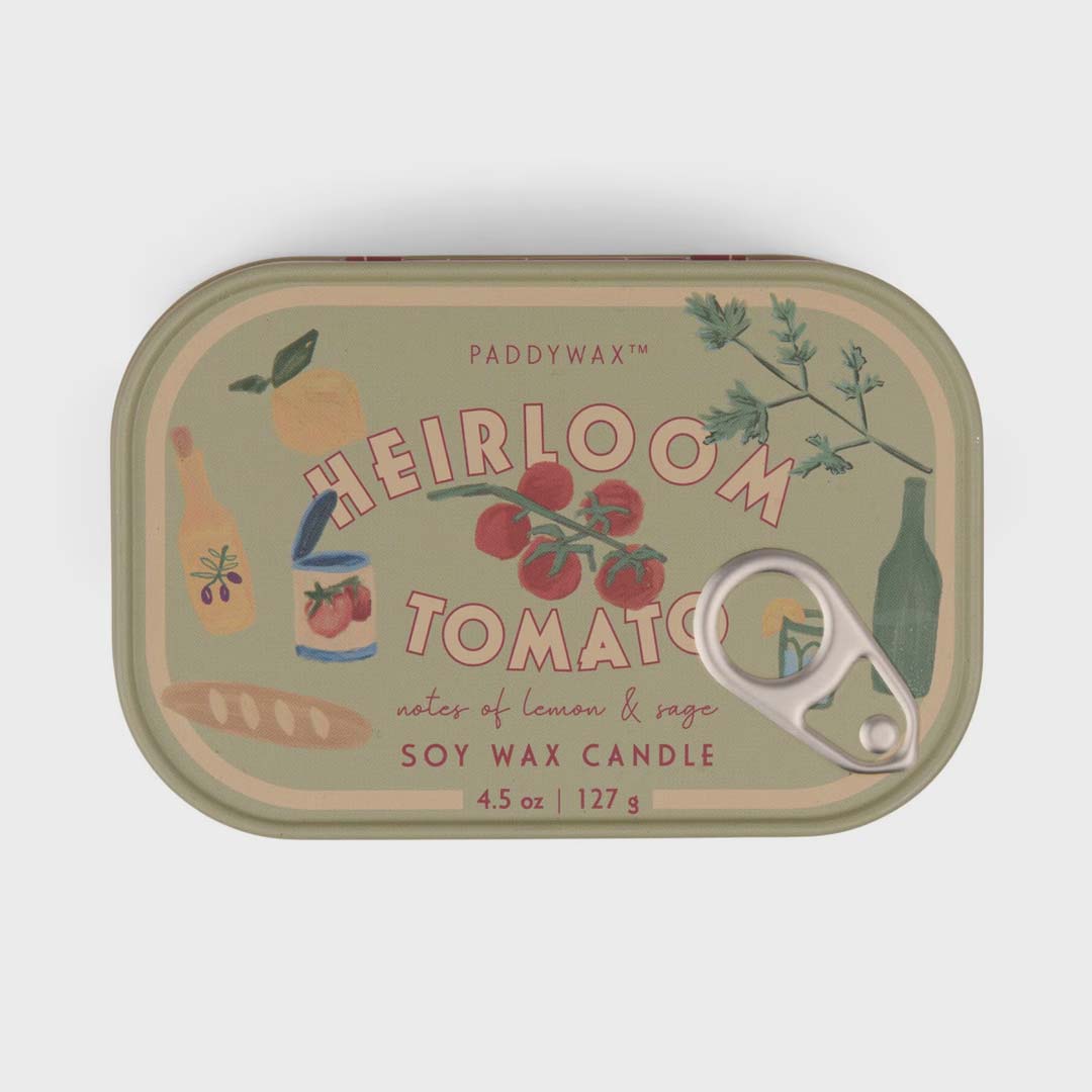 BISTRO 4.5oz TOMATO PRINTED TIN CANDLE | HEIRLOOM TOMATO