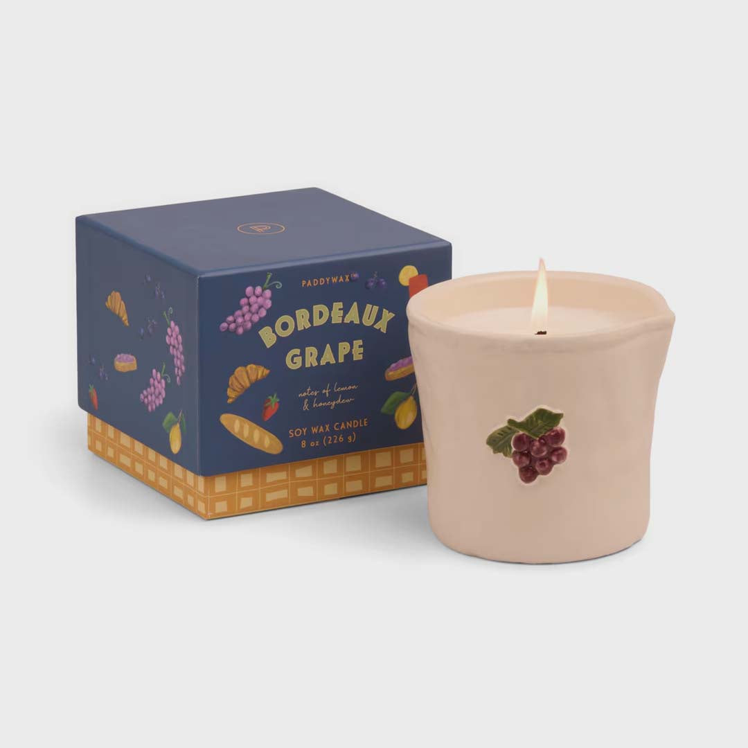 Bistro 8oz Grapes Embossed Ceramic Candle | Bordeaux Grape