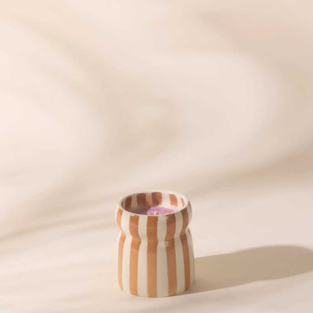 Cabana 6.5oz Rust Stripped Ceramic Candle | Sienna Sunset