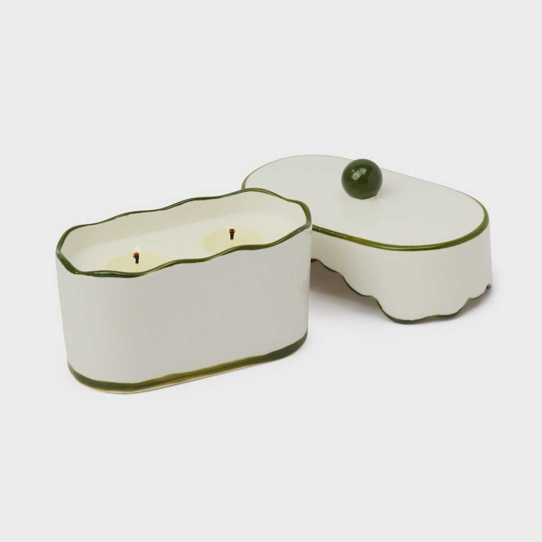 Cherie 5.5oz Ceramic Dish Candle | Smoked Pistachio