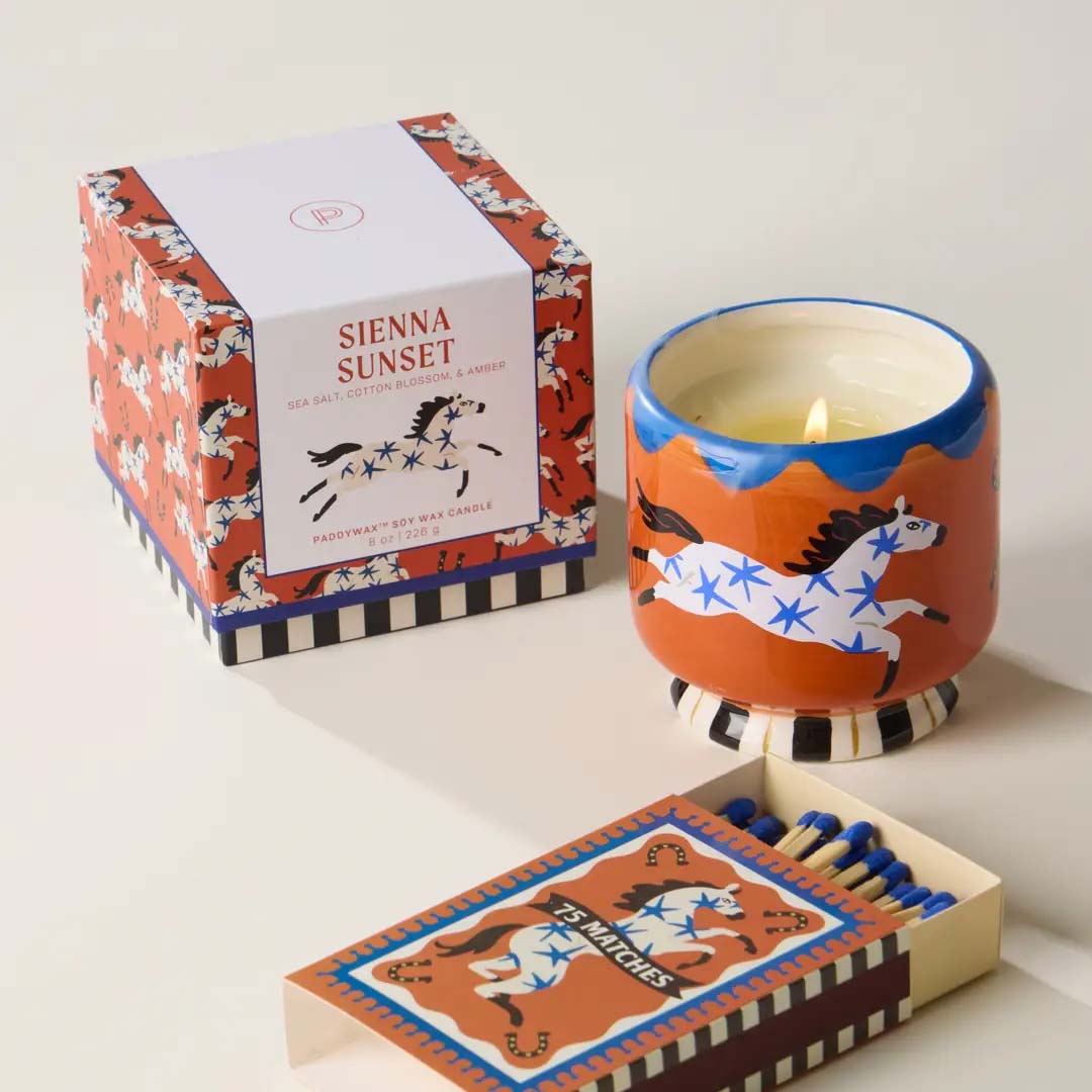 Adopo 8oz Horse Ceramic Candle | Sienna Sunset