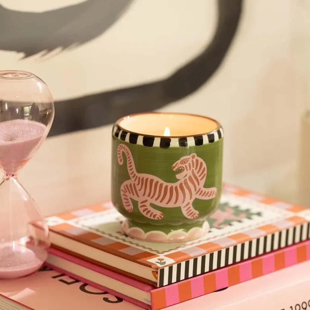 Adopo 8oz Tiger Ceramic Candle | Black Cedar & Fig