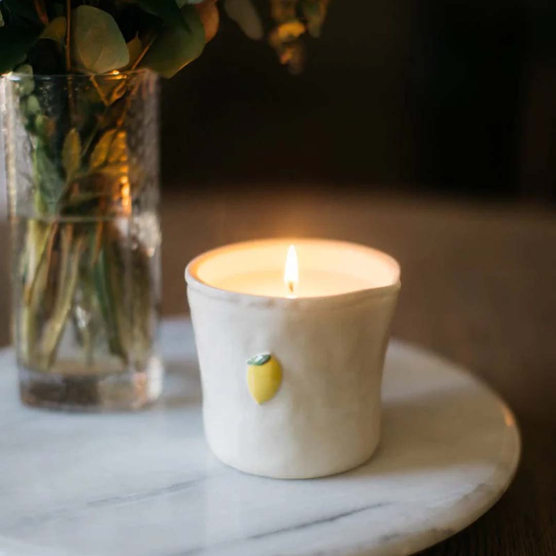 Bistro 8oz Embossed Ceramic Candle | Meyer Lemon