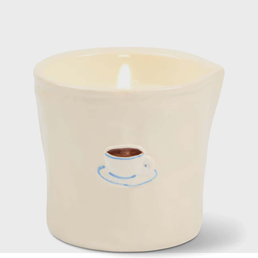 Bistro 8oz Cappuccino Embossed Ceramic Candle | Coffee