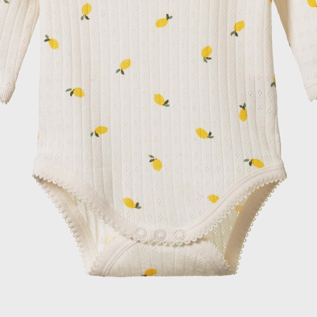 POINTELLE LONG SLEEVE BODYSUIT | LEMON PRINT