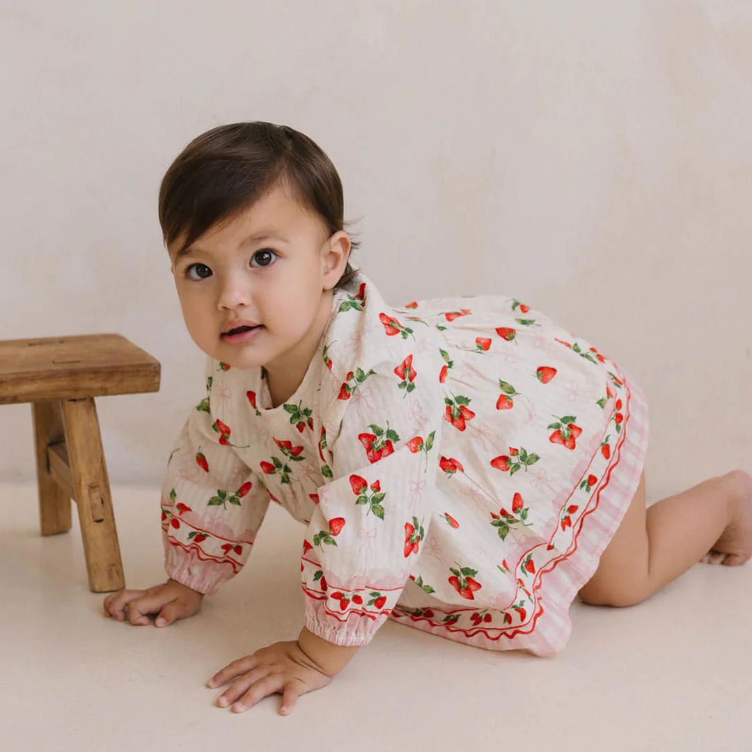 Poppy Romper | Strawberries & Cream
