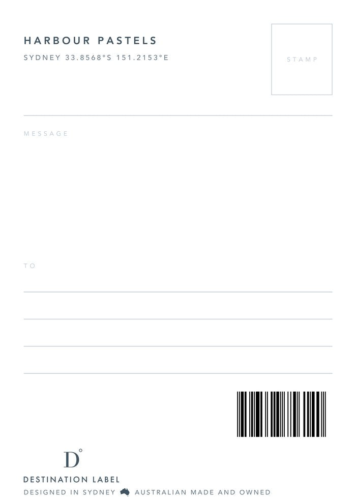 Postcard | Harbour Pastels – writable barcoded back