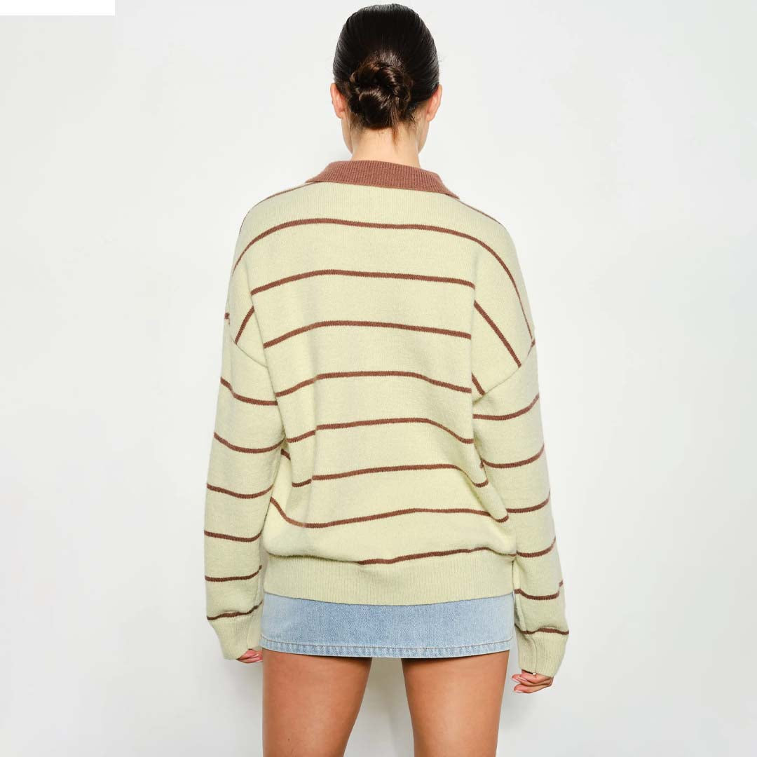 Joanna Rugby Sweater | Matcha Brown