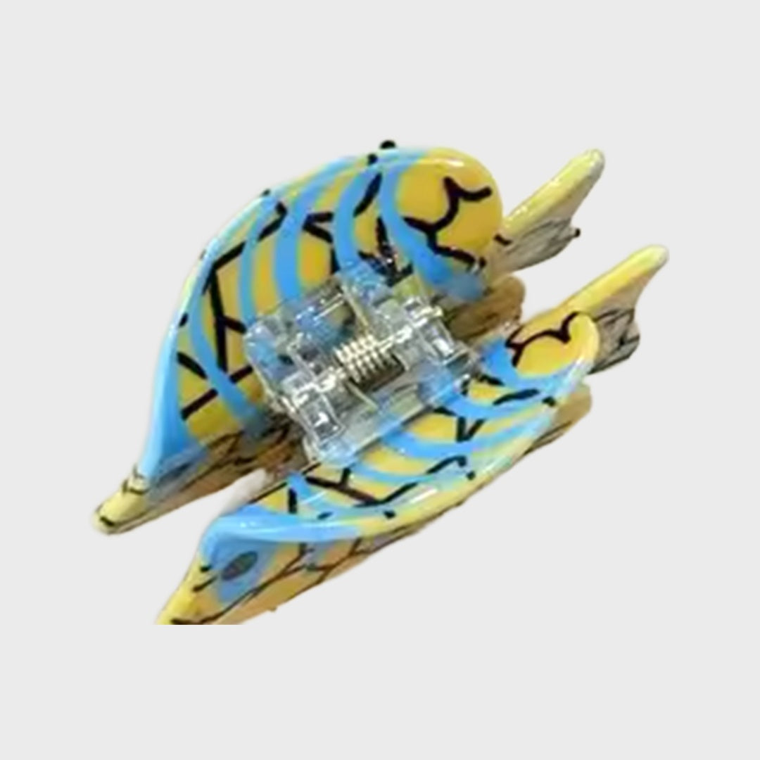 Blue Stripe Reef Fish Hair Clip rear mechanism view