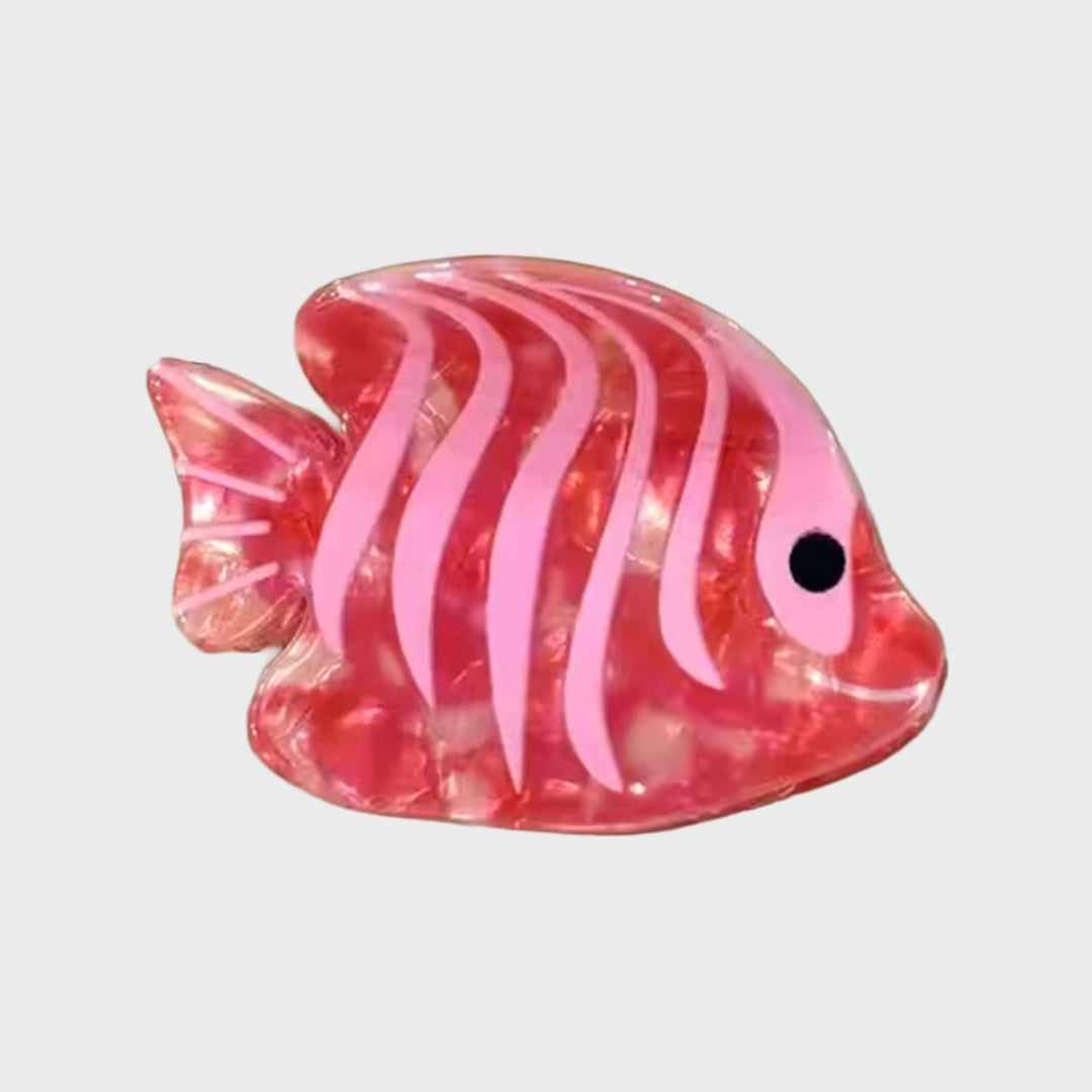 Pink Stripe Reef Fish Hair Clip detail view