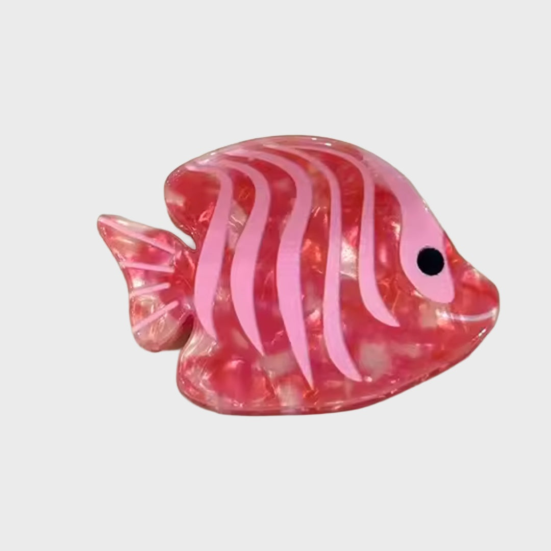 Pink Stripe Reef Fish Hair Clip front view