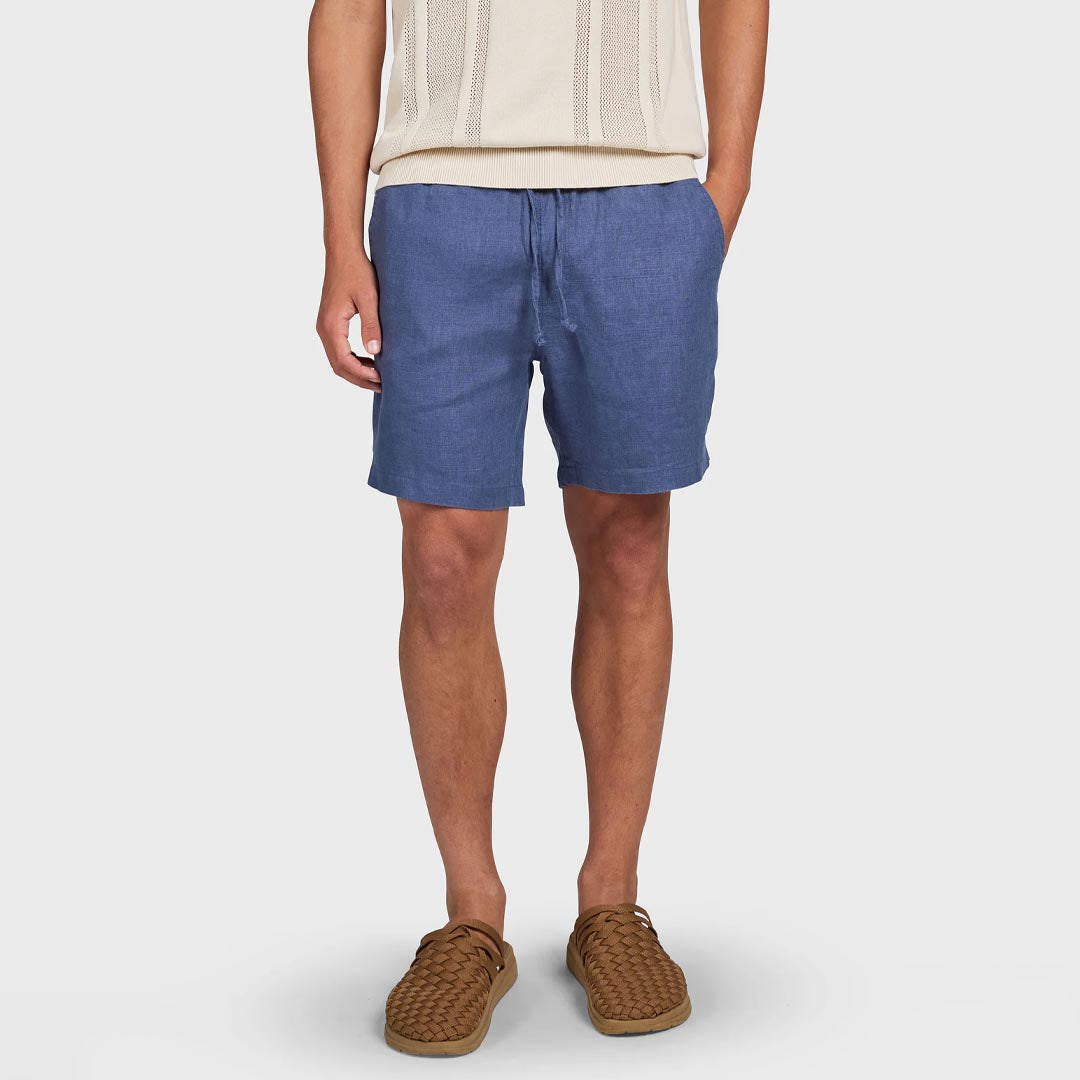 Riviera Linen Short | Petrol Blue