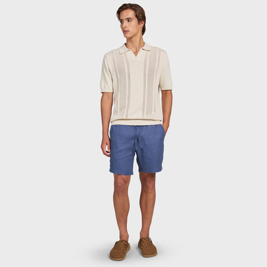 Riviera Linen Short | Petrol Blue