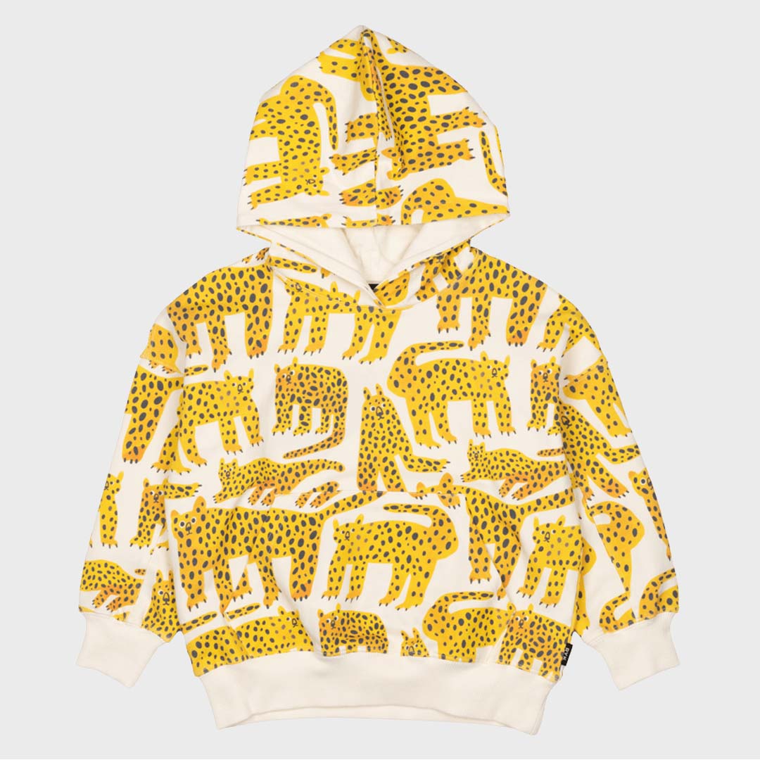 LEOPARD HOODED SWEATSHIRT | MUSTARD / CREAM