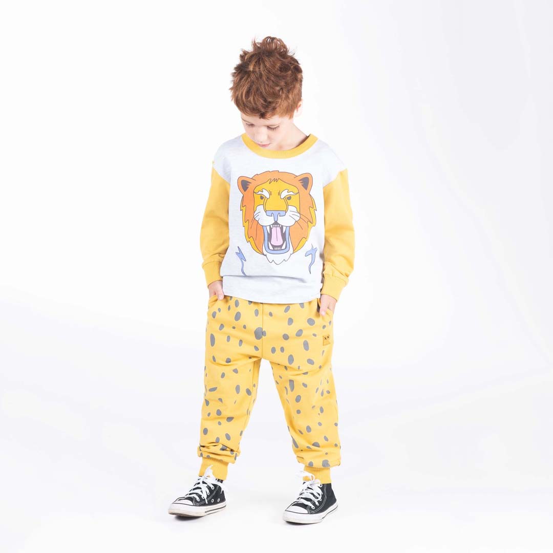 LEOPARD SPOT TRACK PANTS | MUSTARD WASHED