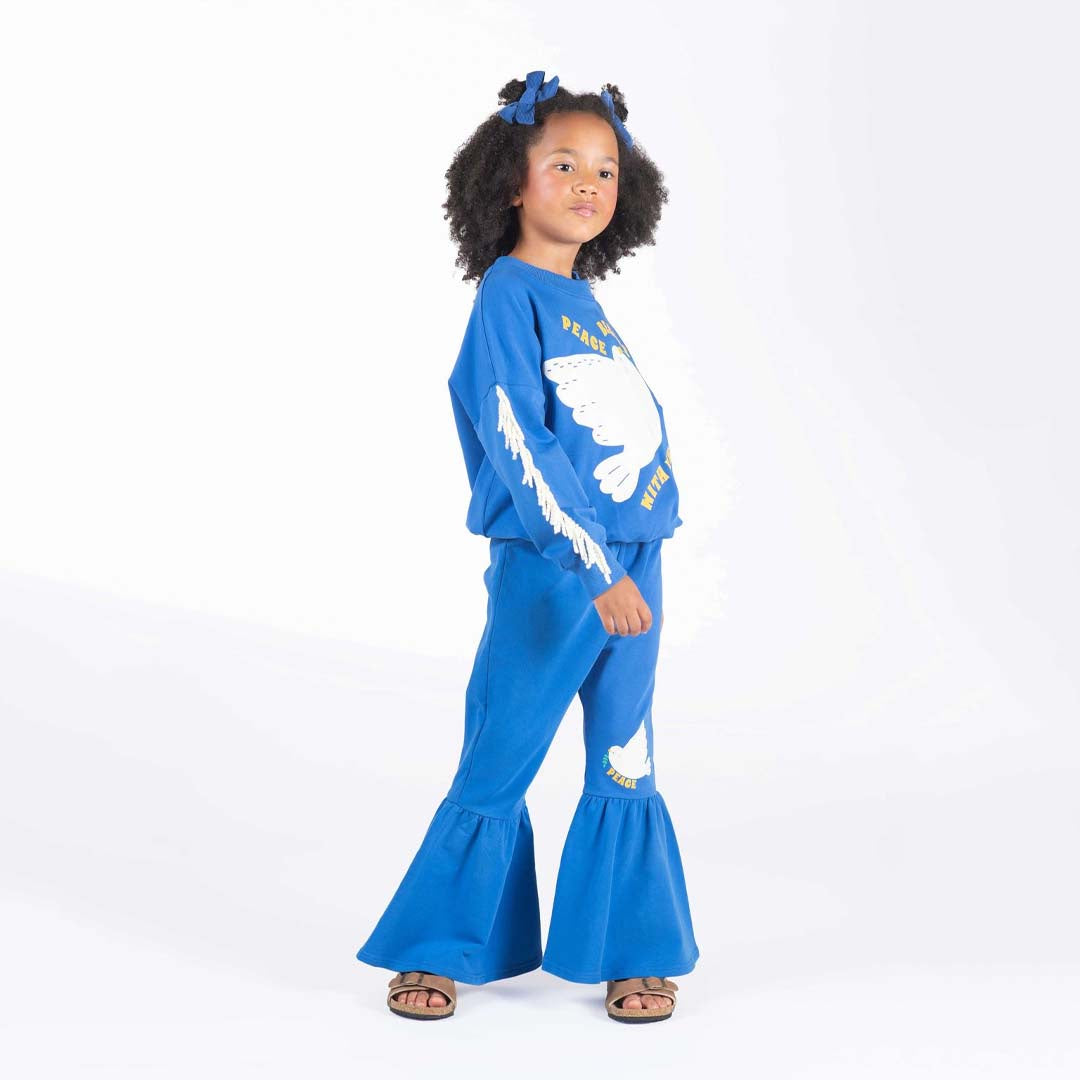 PEACE DOVE FLARED TRACK PANTS | BLUE