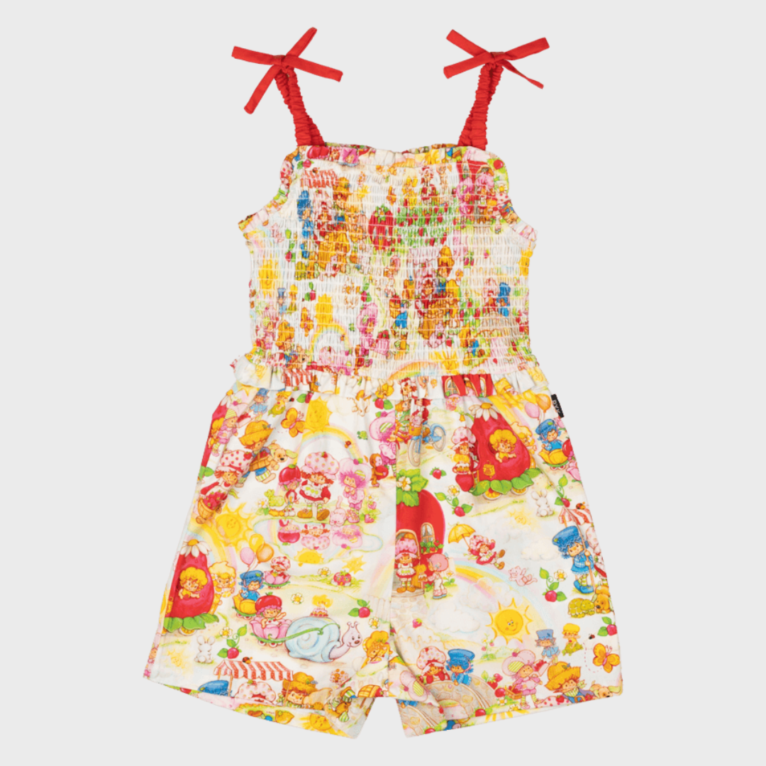 STRAWBERRY LAND TIE ROMPER