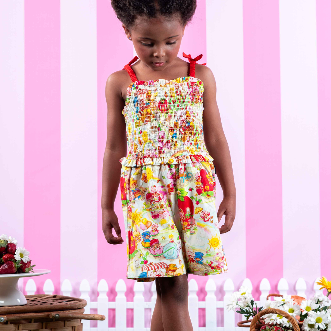 STRAWBERRY LAND TIE ROMPER