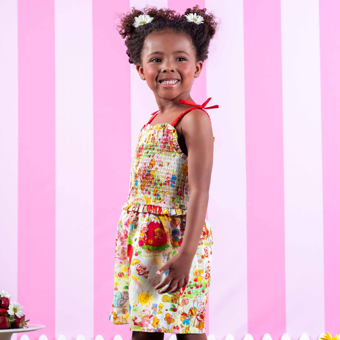 STRAWBERRY LAND TIE ROMPER