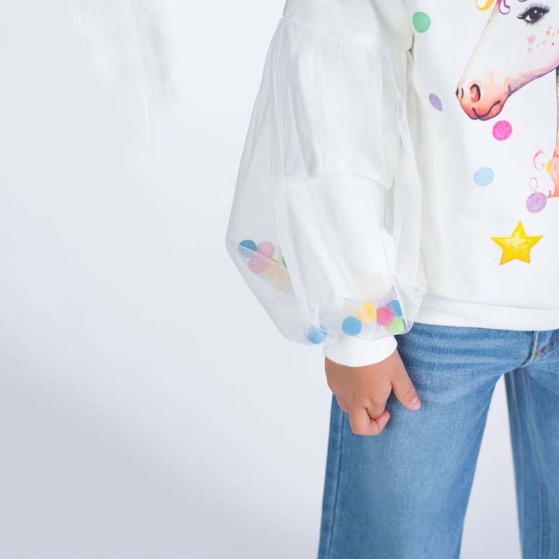 UNICORN TULLE SLEEVE SWEATSHIRT