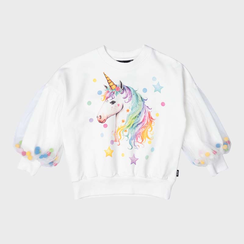 UNICORN TULLE SLEEVE SWEATSHIRT