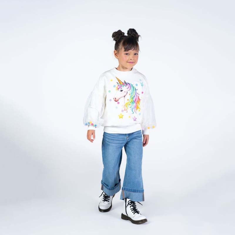 UNICORN TULLE SLEEVE SWEATSHIRT