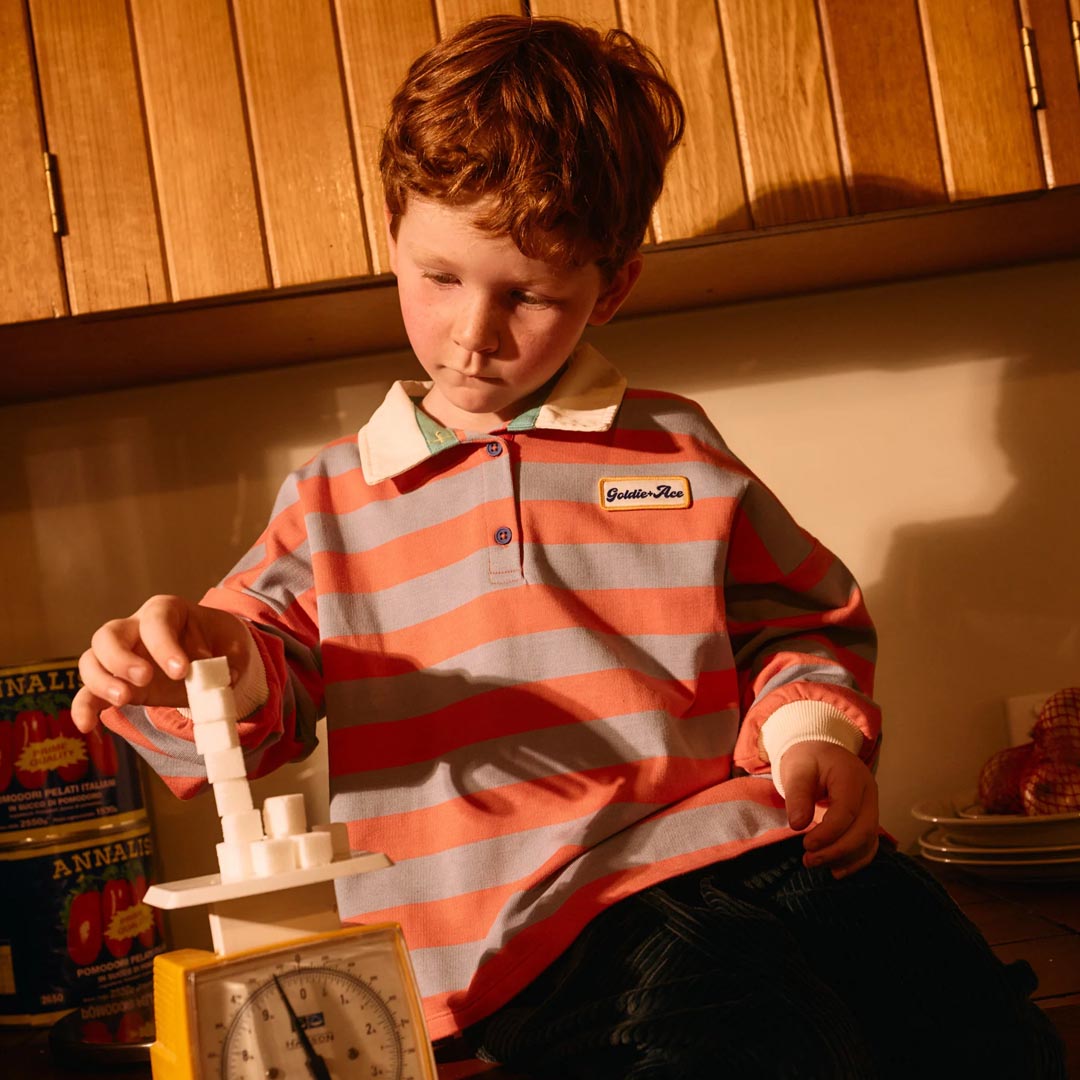 Rugby Stripe Terry Sweat Top | Orange