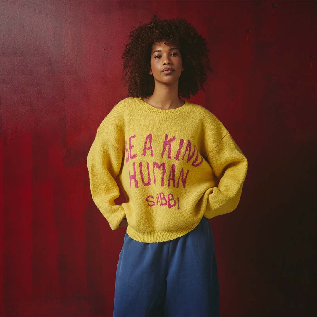Be A Kind Human Knit Jumper | Yellow