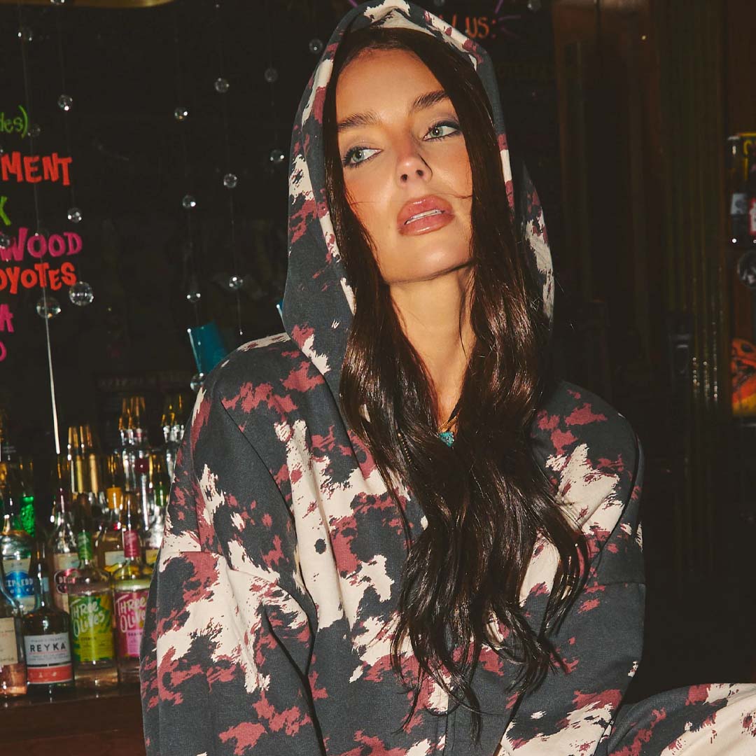 The Cow Print Ranch Zip Hoodie