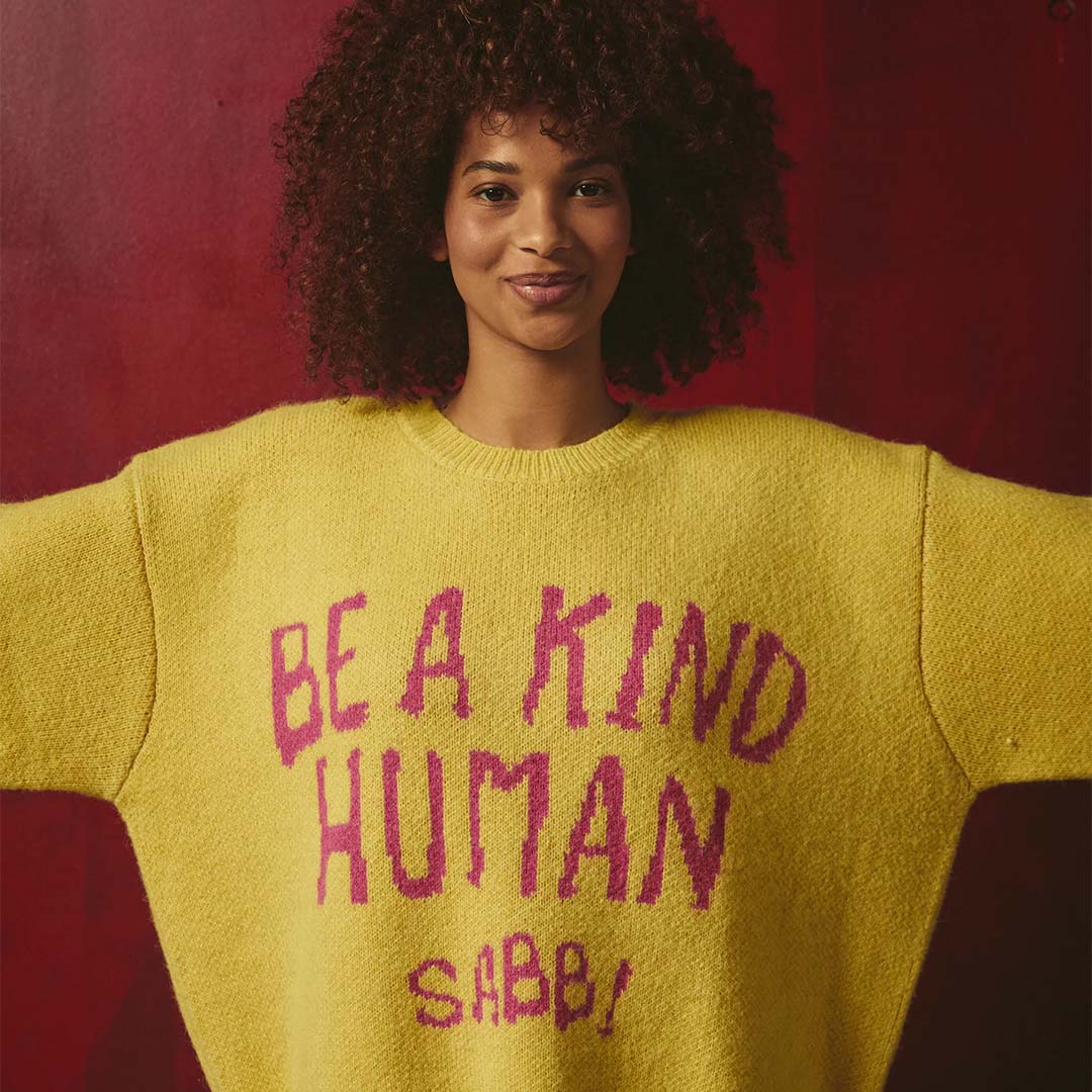 Be A Kind Human Knit Jumper | Yellow