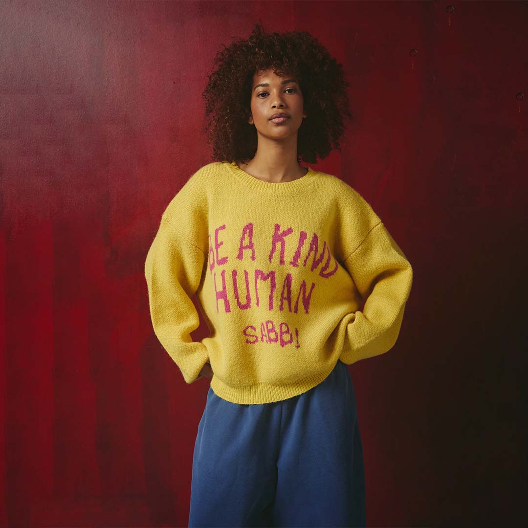 Be A Kind Human Knit Jumper | Yellow