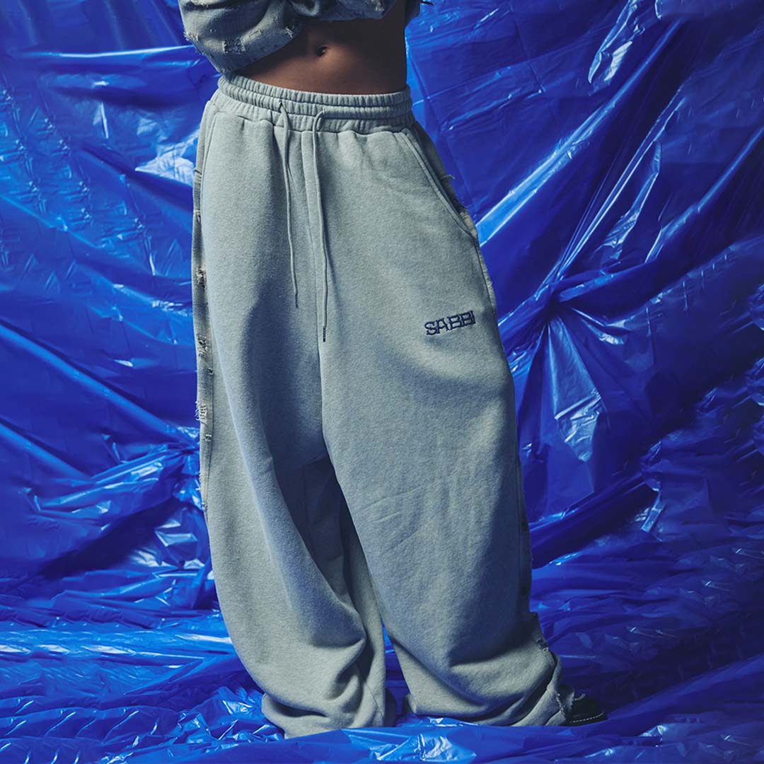 Check Mate Wide Leg Trackies | Blue