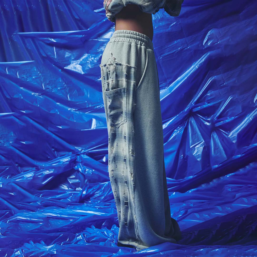 Check Mate Wide Leg Trackies | Blue