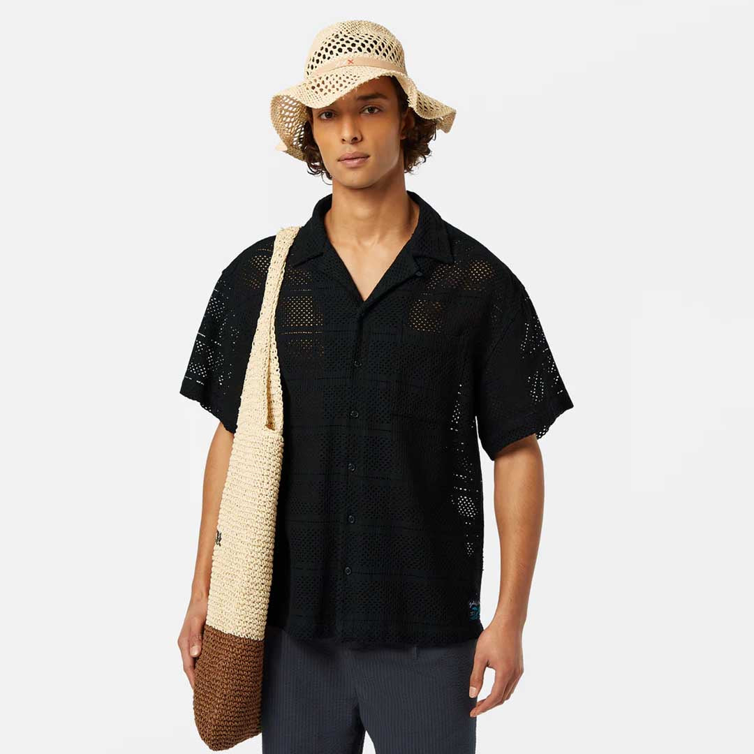 Crochet Shirt | Washed black
