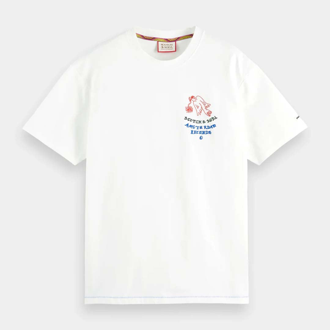 CROSS STITCH ARTWORK T-SHIRT | WHITE