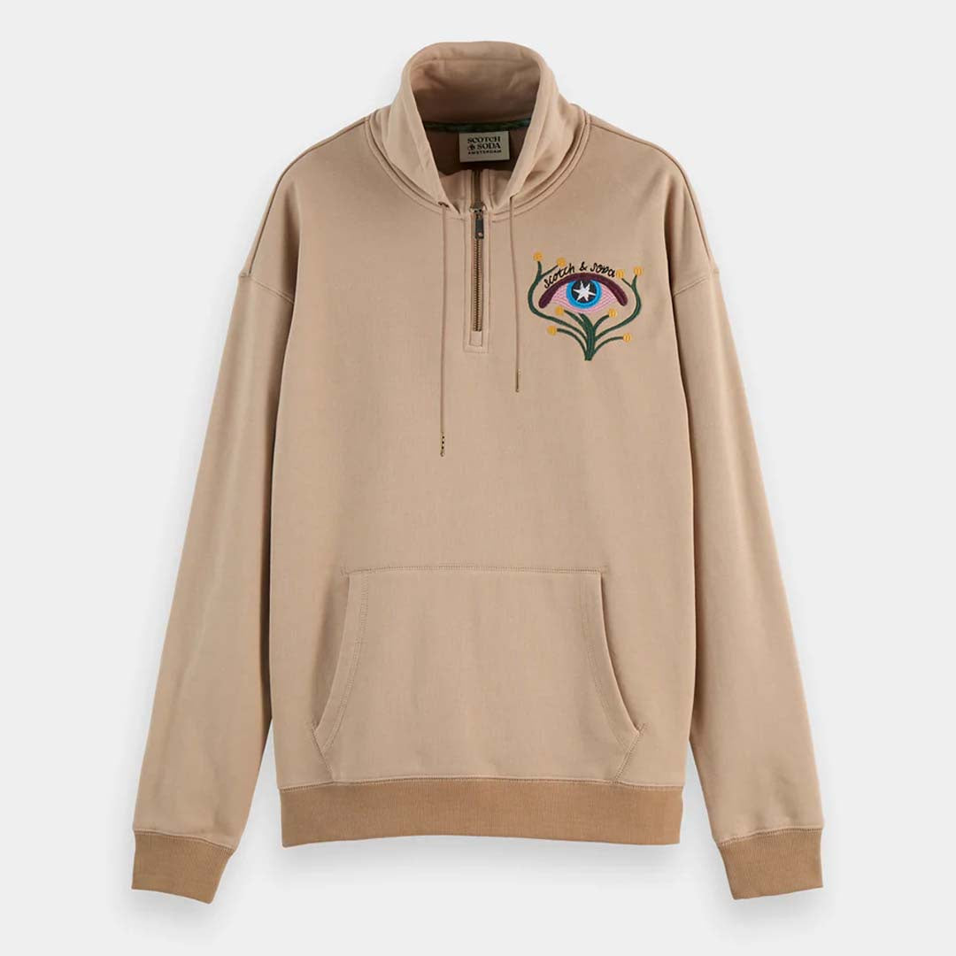 EMBROIDERED ARTWORK SWEATSHIRT | MOCHA