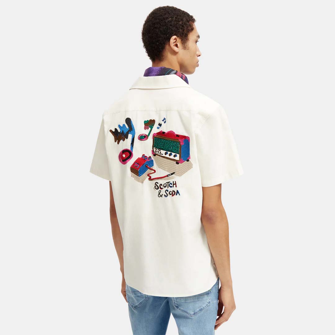 EMBROIDERED CAMP SHIRT | OFF WHITE